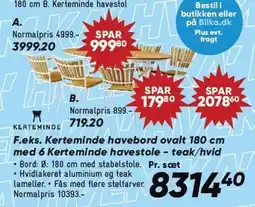 Bilka F.eks. Kerteminde havebord ovalt 180 cm med 6 Kerteminde havestole - teak/hvid tilbud