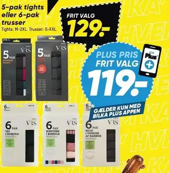 Bilka VRS 5-pak tights eller 6-pak trusser tilbud