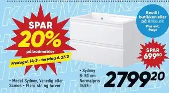 Bilka SPAR 20% på badmøbler tilbud