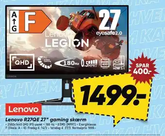 Bilka Lenovo R27QE 27'' gaming skærm tilbud