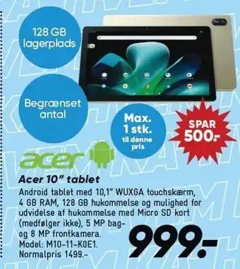 Bilka Acer 10'' tablet tilbud