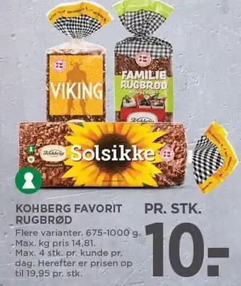 MENY KOHBERG FAVORIT RUGBRØD tilbud