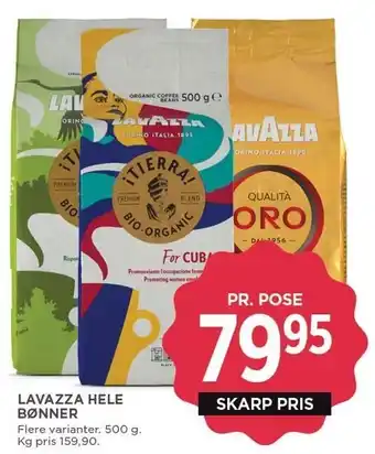 MENY LAVAZZA HELE BØNNER tilbud