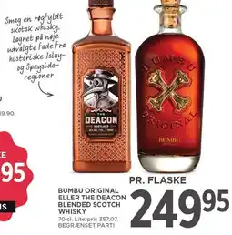 MENY BUMBU ORIGINAL ELLER THE DEACON BLENDED SCOTCH WHISKY tilbud