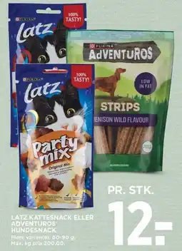 MENY LATZ KATTESNACK ELLER ADVENTUROS HUNDESNACK tilbud