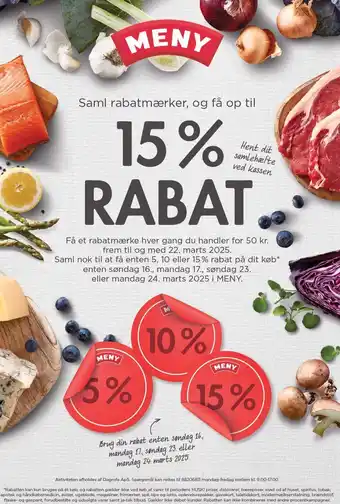 MENY SAML RABATMÆRKER, OG FÅ OP TIL 15% RABAT tilbud