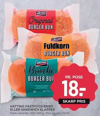 MENY HATTING FASTFOODBRØD ELLER SANDWICH KLAPPER tilbud