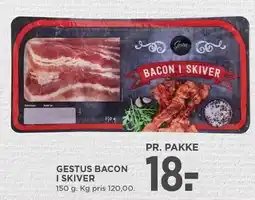 MENY Gestus bacon i skiver 150 g tilbud