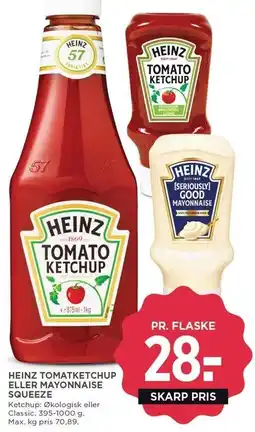 MENY HEINZ TOMATKETCHUP ELLER MAYONNAISE SQUEEZE tilbud