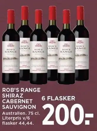 MENY ROB'S RANGE SHIRAZ CABERNET SAUVIGNON tilbud