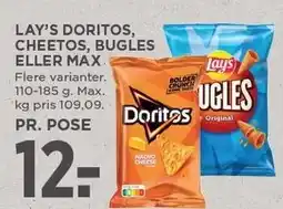 MENY LAY'S DORITOS, CHEETOS, BUGLES ELLER MAX tilbud