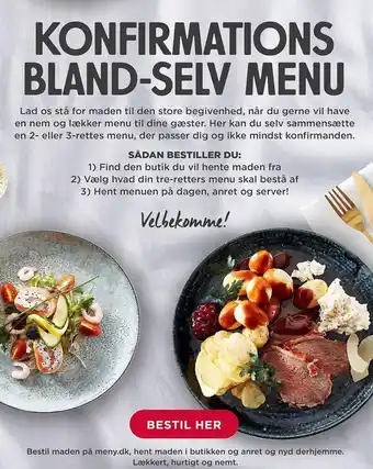 MENY KONFIRMATIONS BLAND-SELV MENU tilbud