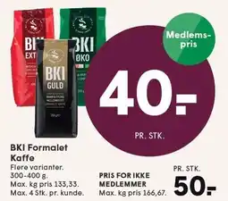 SPAR BKI Formalet Kaffe tilbud