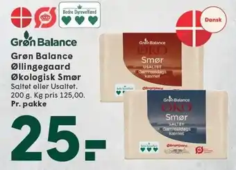 SPAR Grøn Balance Øllingegaard Økologisk Smør tilbud