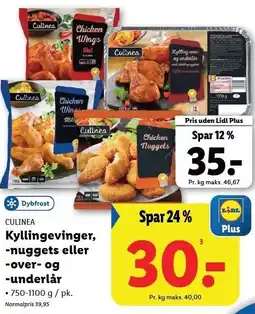 Lidl Kyllingevinger, -nuggets eller -over- og -underlår tilbud