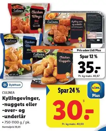 Lidl Kyllingevinger, -nuggets eller -over- og -underlår tilbud