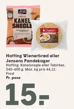 SPAR Hatting Wienerbrød eller Jensens Pandekager tilbud