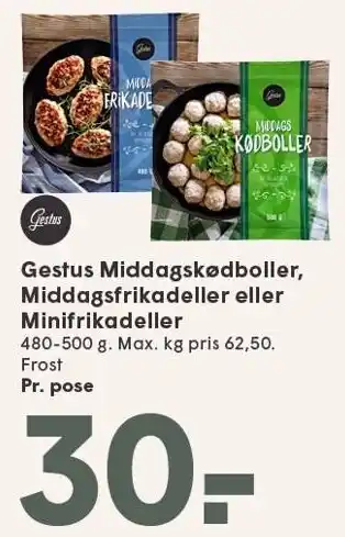 SPAR Gestus Middagskødboller, Middagsfrikadeller eller Minifrikadeller tilbud