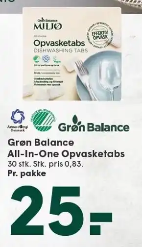 SPAR Grøn Balance All-In-One Opvasketabs tilbud