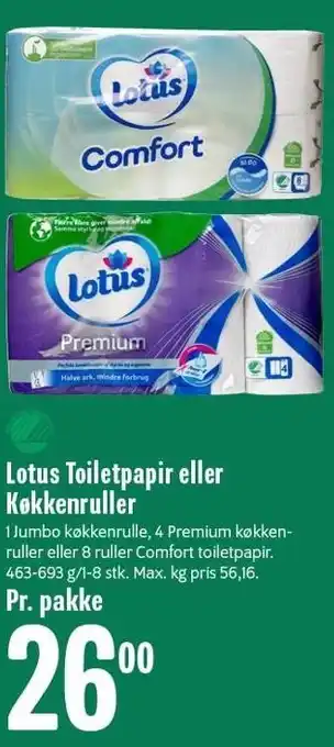 Min Købmand Lotus Toiletpapir eller Køkkenruller tilbud