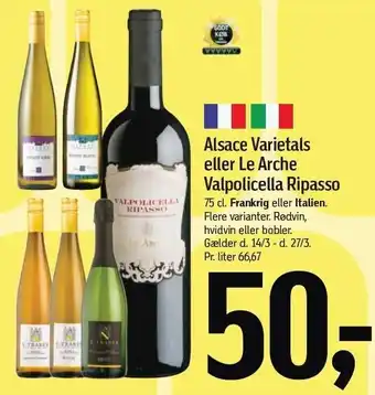 Føtex Alsace Varietals eller Le Arche Valpolicella Ripasso tilbud