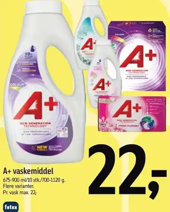 Føtex A+ vaskemiddel tilbud