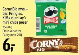 Føtex Corny Big myslibar, Pringles Kims eller Lay's mini chips poser tilbud