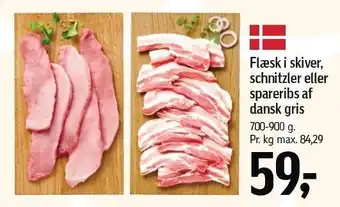 Føtex Flæsk i skiver, schnitzler eller spareribs af dansk gris tilbud