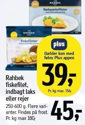 Føtex Rahbek fiskefilet, indbagt laks eller rejer tilbud