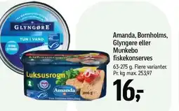 Føtex Amanda, Bornholms, Glyngøre eller Munkebo fiskekonserves tilbud