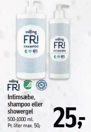 Føtex Salling FRI Intimsæbe, shampoo eller showergel tilbud