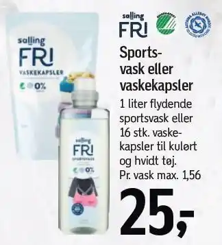 Føtex Salling FRI Sportsvask eller vaskekapsler tilbud