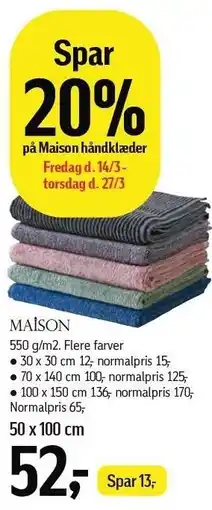 Føtex Spar 20% på Maison håndklæder tilbud