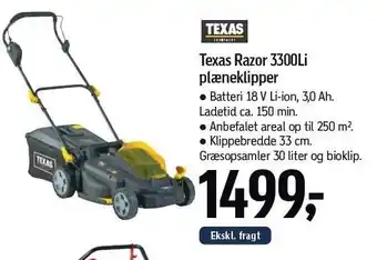 Føtex Texas Razor 3300 Li plæneklipper tilbud