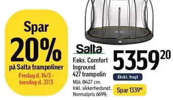 Føtex F.eks. Comfort inground 427 trampolin tilbud