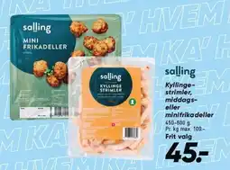 Bilka SALLING Kyllingestrimler, middags- eller minifrikadeller tilbud