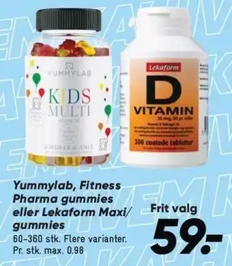 Bilka Yummylab, Fitness Pharma gummies eller Lekaform Maxi/gummies tilbud