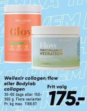 Bilka Wellexir collagen/flow eller Bodylab collagen tilbud