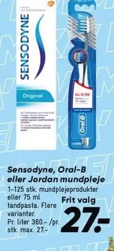 Bilka Sensodyne, Oral B eller Jordan mundpleje tilbud