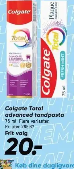 Bilka Colgate Total advanced tandpasta tilbud