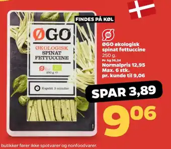 Netto ØGO økologisk spinat fettuccine tilbud