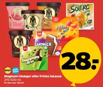 Netto Magnum isbæger eller Frisko iskasse tilbud