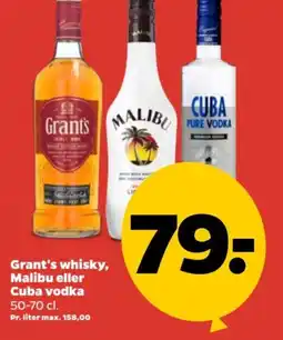 Netto Grant's whisky, Malibu eller Cuba vodka tilbud