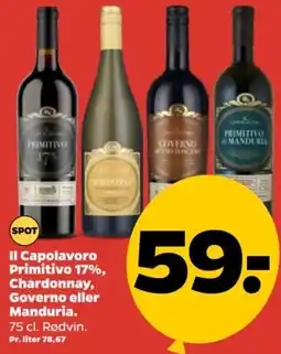 Netto Il Capolavoro Primitivo 17%, Chardonnay, Governo eller Manduria. tilbud