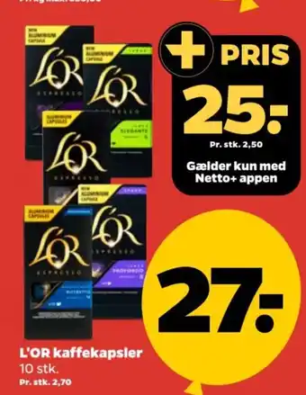 Netto L'OR kaffekapsler tilbud