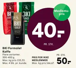 SPAR BKI Formalet Kaffe tilbud