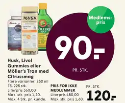 SPAR Husk, Livol Gummies eller Möller’s Tran med Citrussmag tilbud