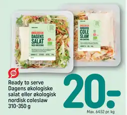 REMA 1000 Ready to serve Dagens økologiske salat eller økologisk nordisk coleslaw 310-350 g tilbud