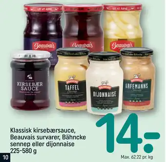 REMA 1000 Klassisk kirsebærsauce, Beauvais survarer, Bähncke sennep eller dijonnaise 225-580 g tilbud