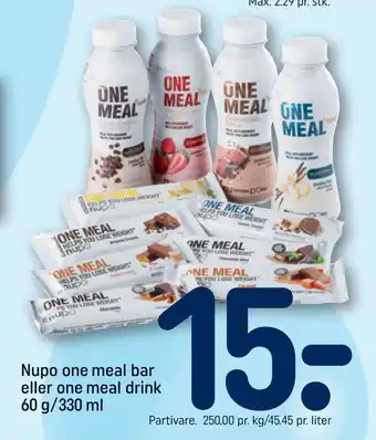 REMA 1000 Nupo one meal bar eller one meal drink 60 g/330 ml tilbud